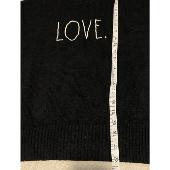 Rae Dunn Black Love Sweater Womens Size Medium Knit Crewneck Pullover Sweater - Picture 8 of 10